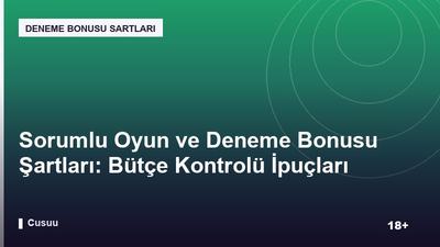 Sorumlu Oyun ve Deneme Bonusu Şartları: Bütçe Kontrolü İpuçları